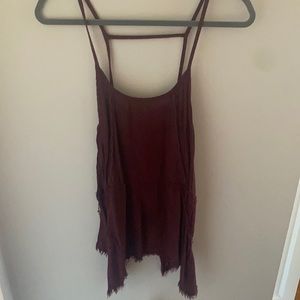 Melrose and market maroon/plum tank with uneven ragged bottom